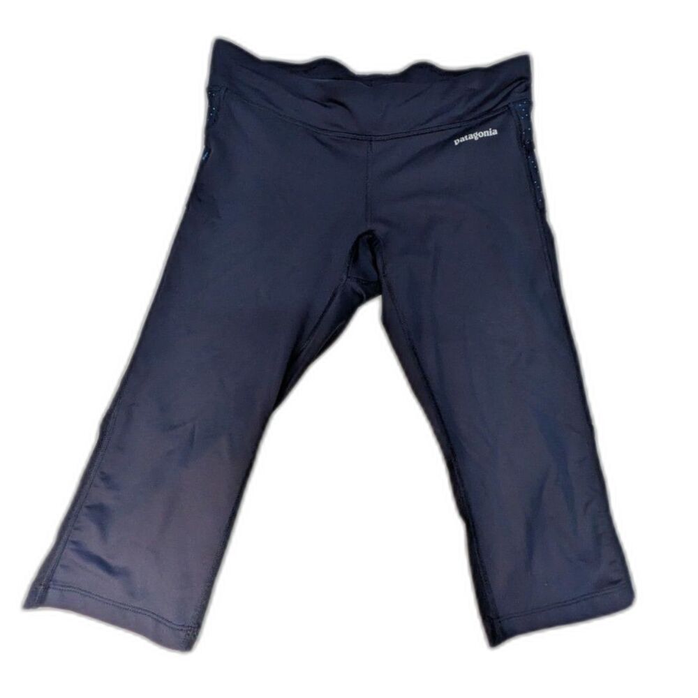 Patagonia Womens Medium Navy Velocity Running Capris Tight Crop Leggings